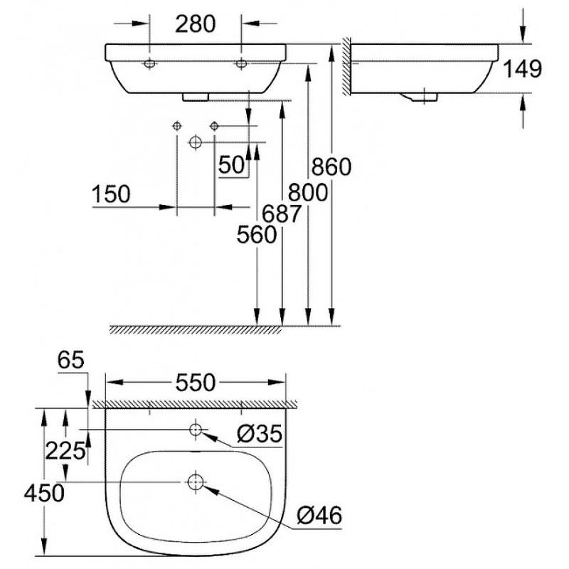 Раковина Grohe Euro Ceramic 55 39336000 Альпин-белый от магазина gidro-z