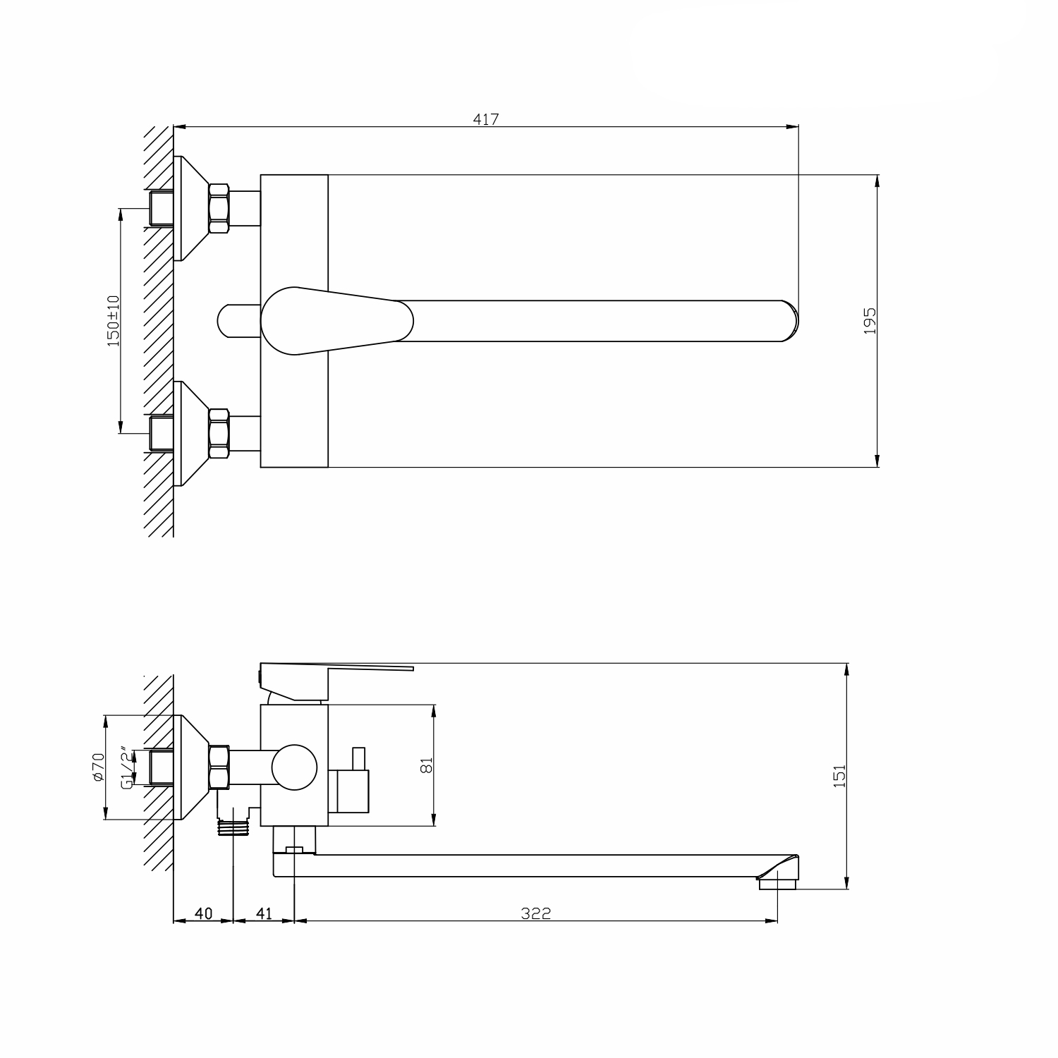 Смеситель для ванны и раковины 35k MIXLINE MLSS-02 нерж. от магазина gidro-z