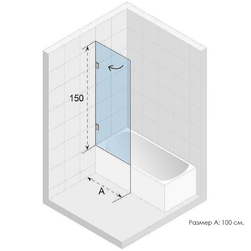 Шторка на ванну Riho VZ Scandic NXT X107 100 P G001134120 (GX01072C2) профиль Хром стекло прозрачное от магазина gidro-z