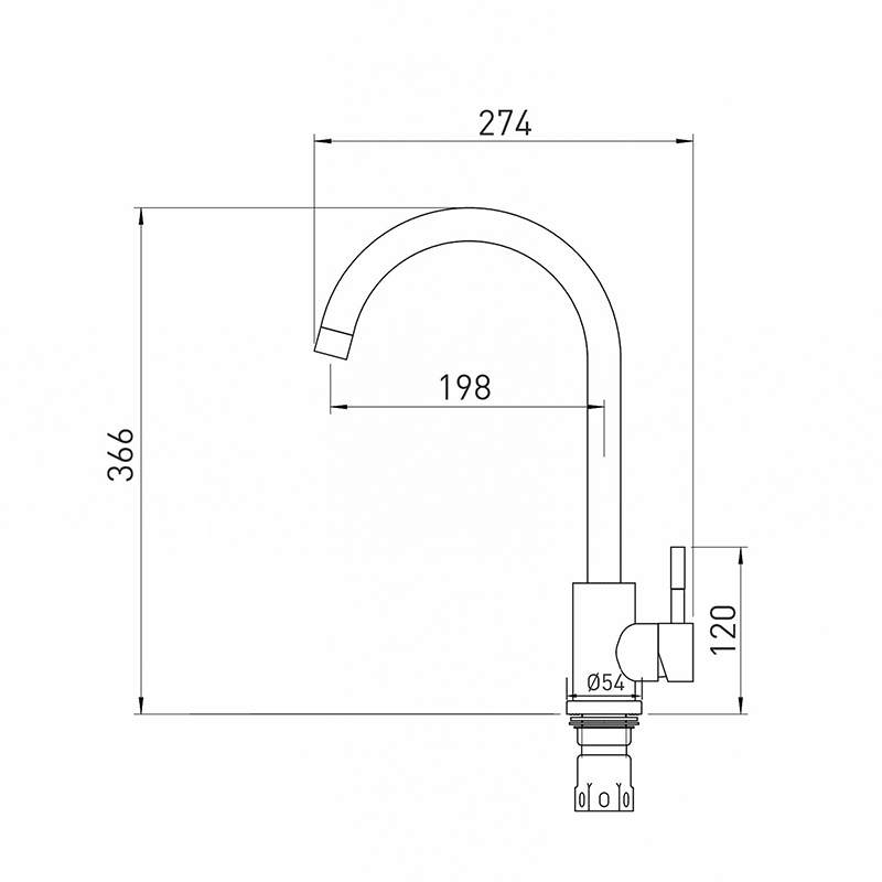 Смеситель для кухни 35k MIXLINE MLSS-0303G трубчатый излив, ЗОЛОТО от магазина gidro-z