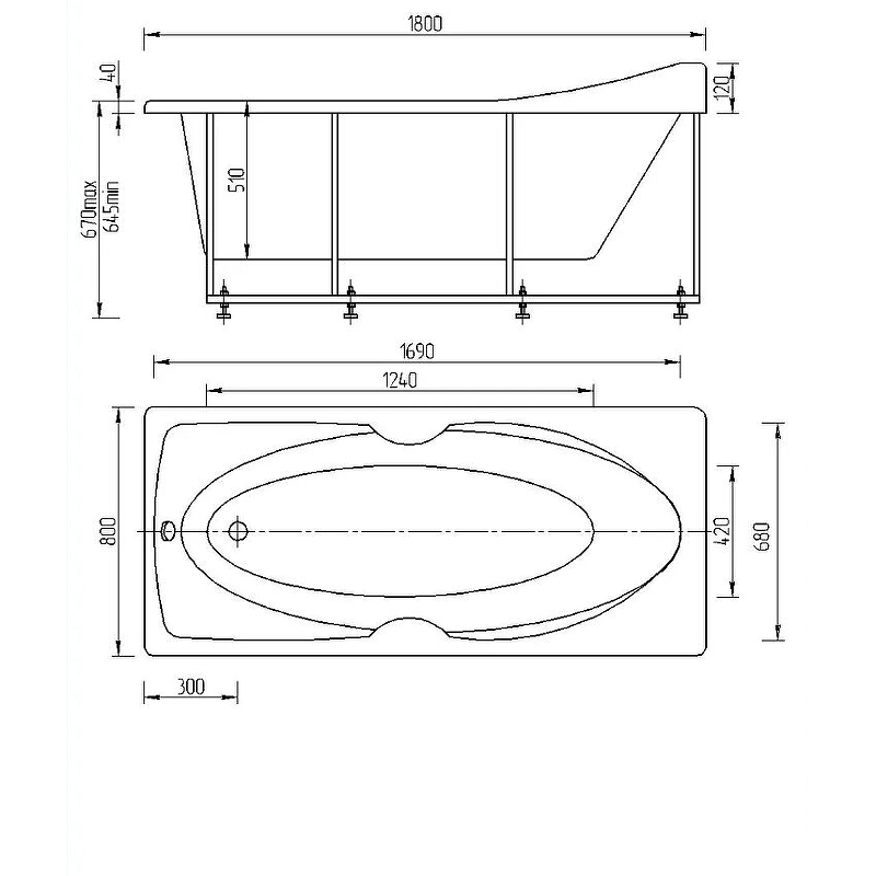 Акриловая ванна Aquatek Европа 180х80 EVR180-0000041 без гидромассажа с фронтальной панелью с каркасом (вклеенный) со слив-переливом (слева) от магазина gidro-z