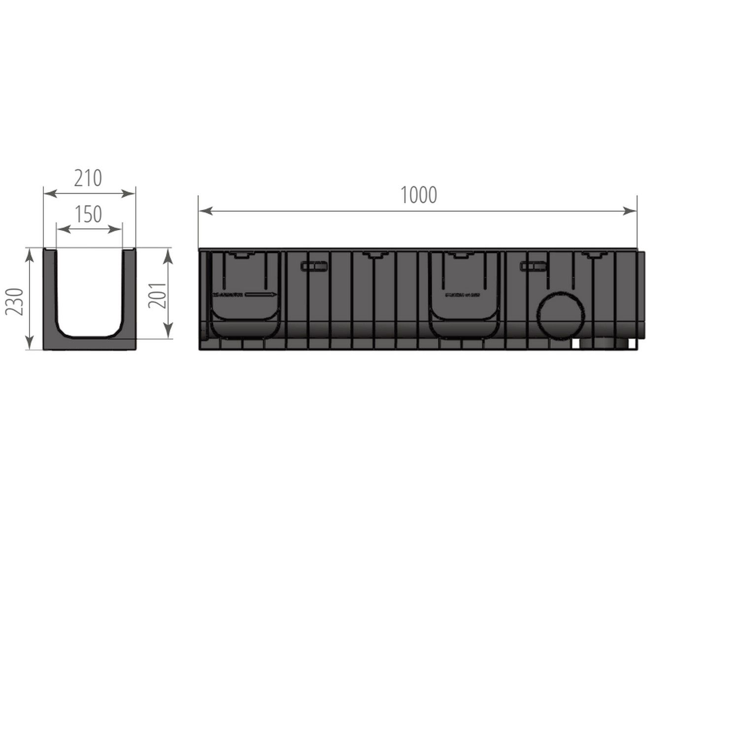 Лоток ЛВП Norma DN150 H230 C250 1000*210*230 (11523) от магазина gidro-z