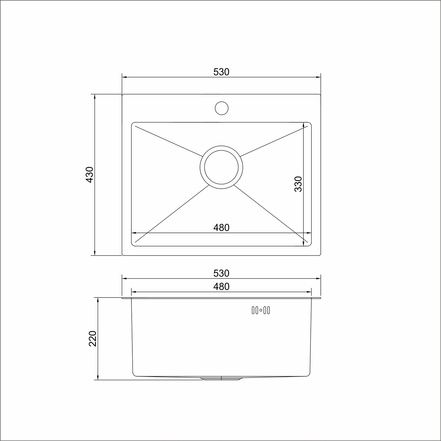 Мойка 53х43 3,0 вып 3 1/2  MIXLINE PRO 22см с сифоном черный графит НАНО от магазина gidro-z