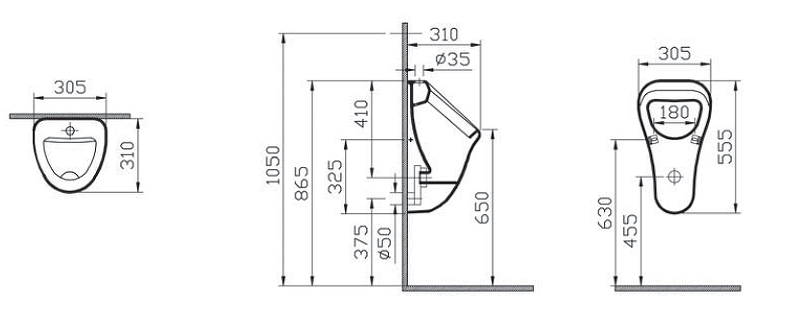 Писсуар Vitra Arkitekt 6202B003-0198 подвод сверху от магазина gidro-z