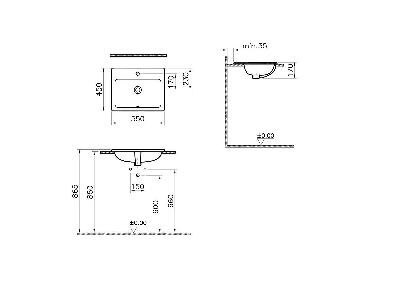 Раковина Vitra S20 55 5465B003-0001 Белая от магазина gidro-z