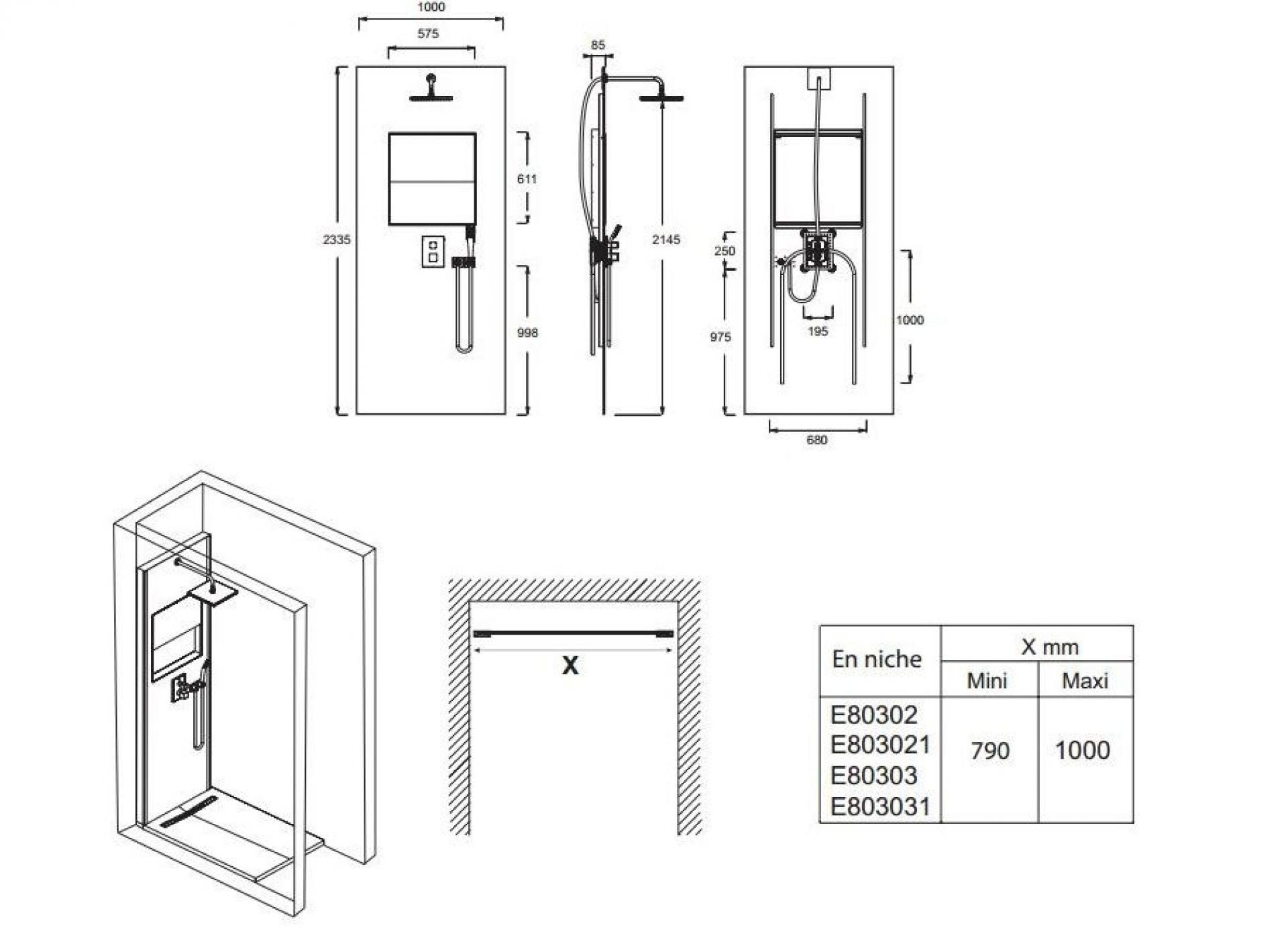 Душевая панель Jacob Delafon Ecrin E803031-D36 Верхний душ, ручной душ, термостат, излив, металлический серый от магазина gidro-z