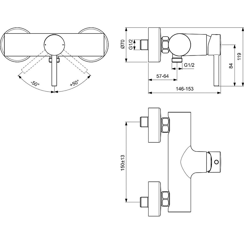 Смеситель для душа Ideal Standard Ceraline BC200XG Черный матовый от магазина gidro-z