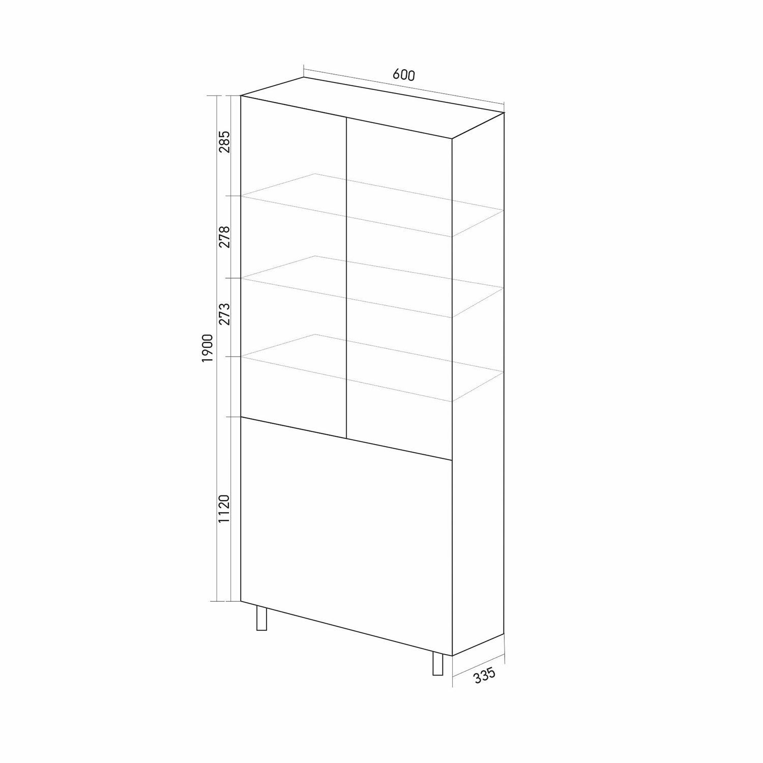 Пенал СПУТНИК-60 белый с корзиной 600х1900х335  ПВХ от магазина gidro-z