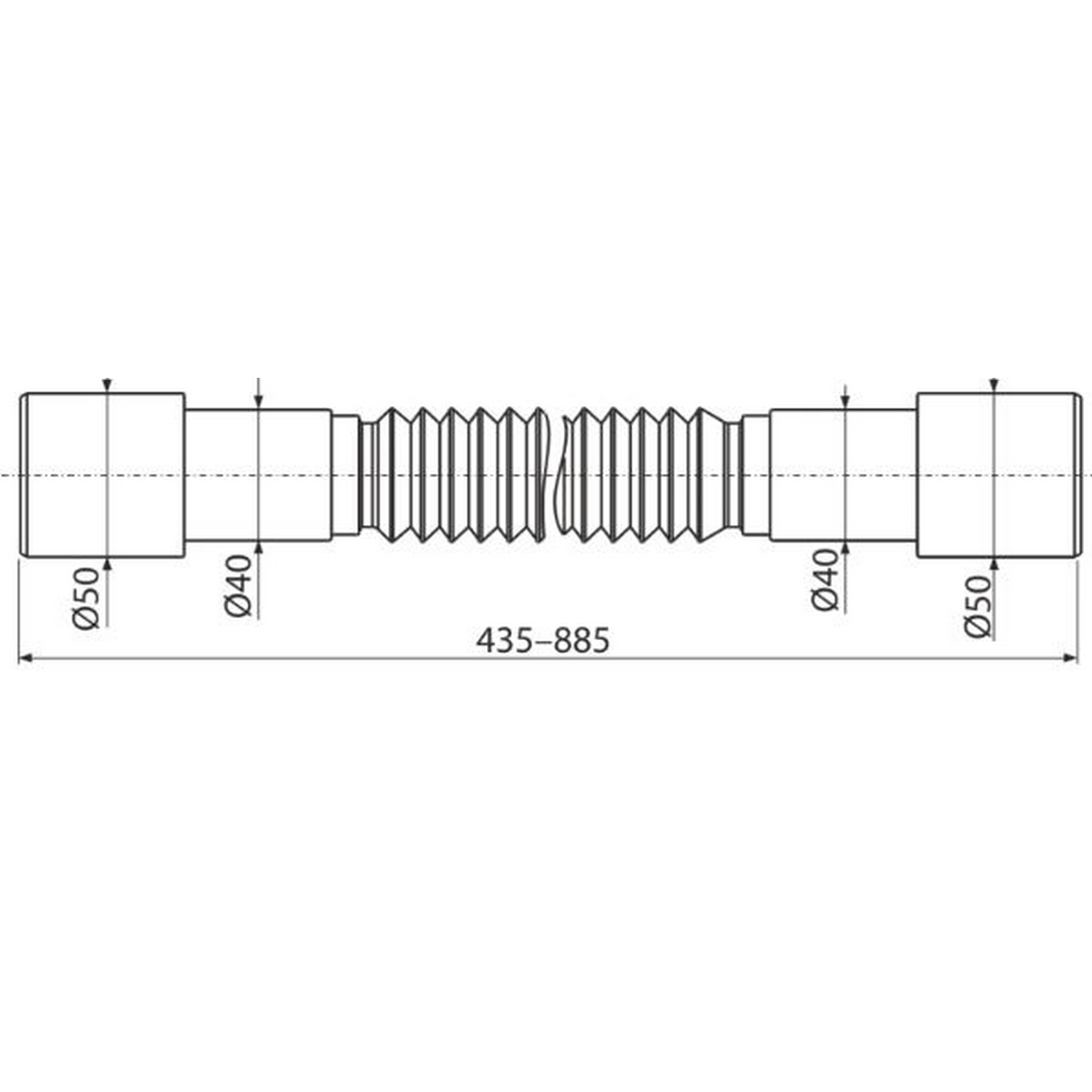 Гофра 50х40/40х50 435-885мм A720 AlcaPlast/Alcadrain от магазина gidro-z