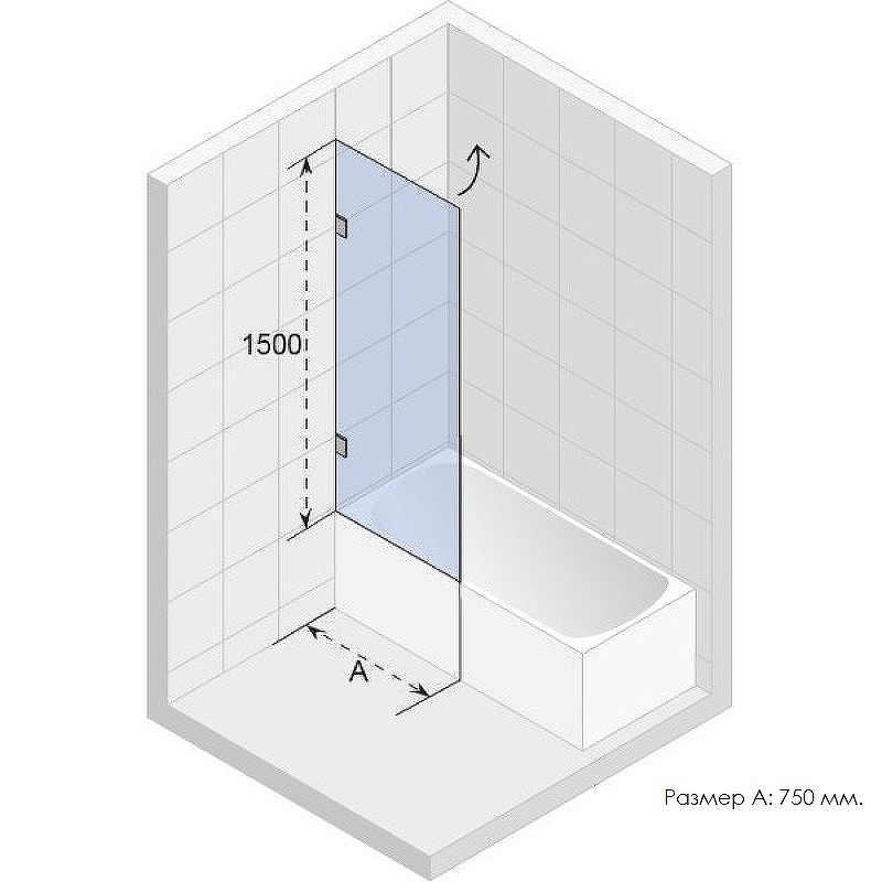 Шторка на ванну Riho VZ Scandic NXT X108 75x150 L G001137120 (GX00572C1) профиль Хром стекло прозрачное от магазина gidro-z