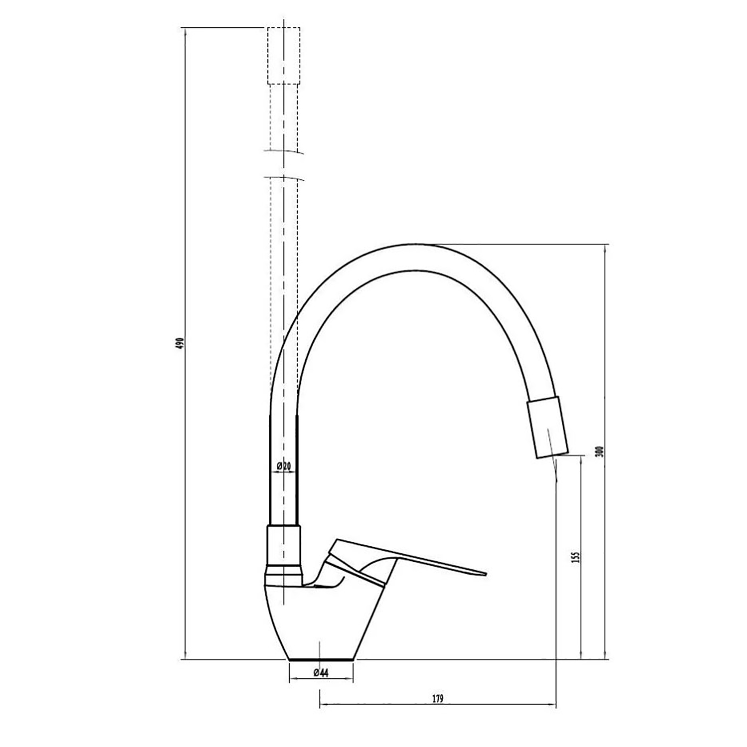 Смеситель для кухни 35к VODA EH519 Elastic hose гибкий высокий излив, ЧЕРНЫЙ от магазина gidro-z