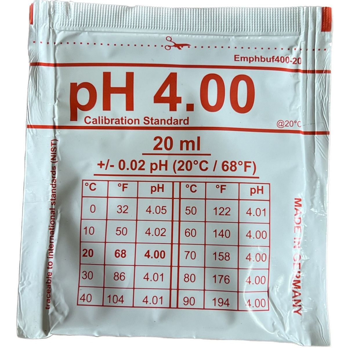Калибровочный раствор water-id pH 4.00 20ml от магазина gidro-z