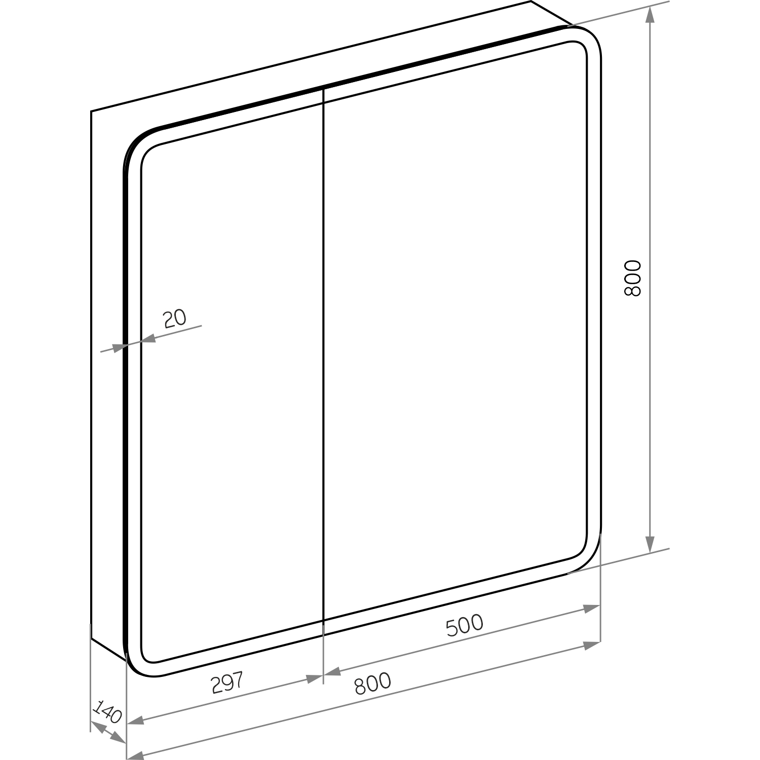 Зеркало-шкаф MIXLINE Сканди 800800 (ШВ) 2 створки, универсал.,сенсор от магазина gidro-z