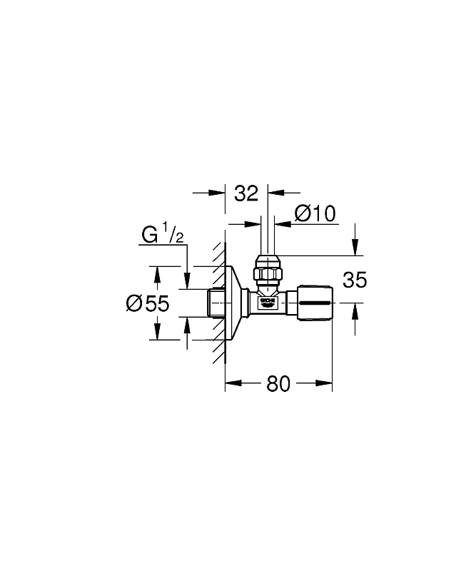 Вентиль запорный Grohe 22037000 угловой Хром от магазина gidro-z