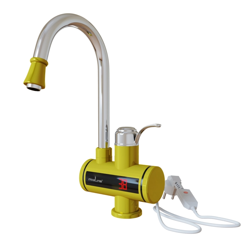 Смеситель-водонагреватель проточного типа WH-003 GOLD (3,3 кВт, УЗО, кухня, индикатор темп) MIXLINE от магазина gidro-z