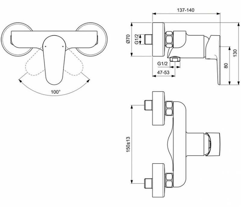 Смеситель для душа Ideal Standard Cerafine Model O BC499XG Черный шелк от магазина gidro-z