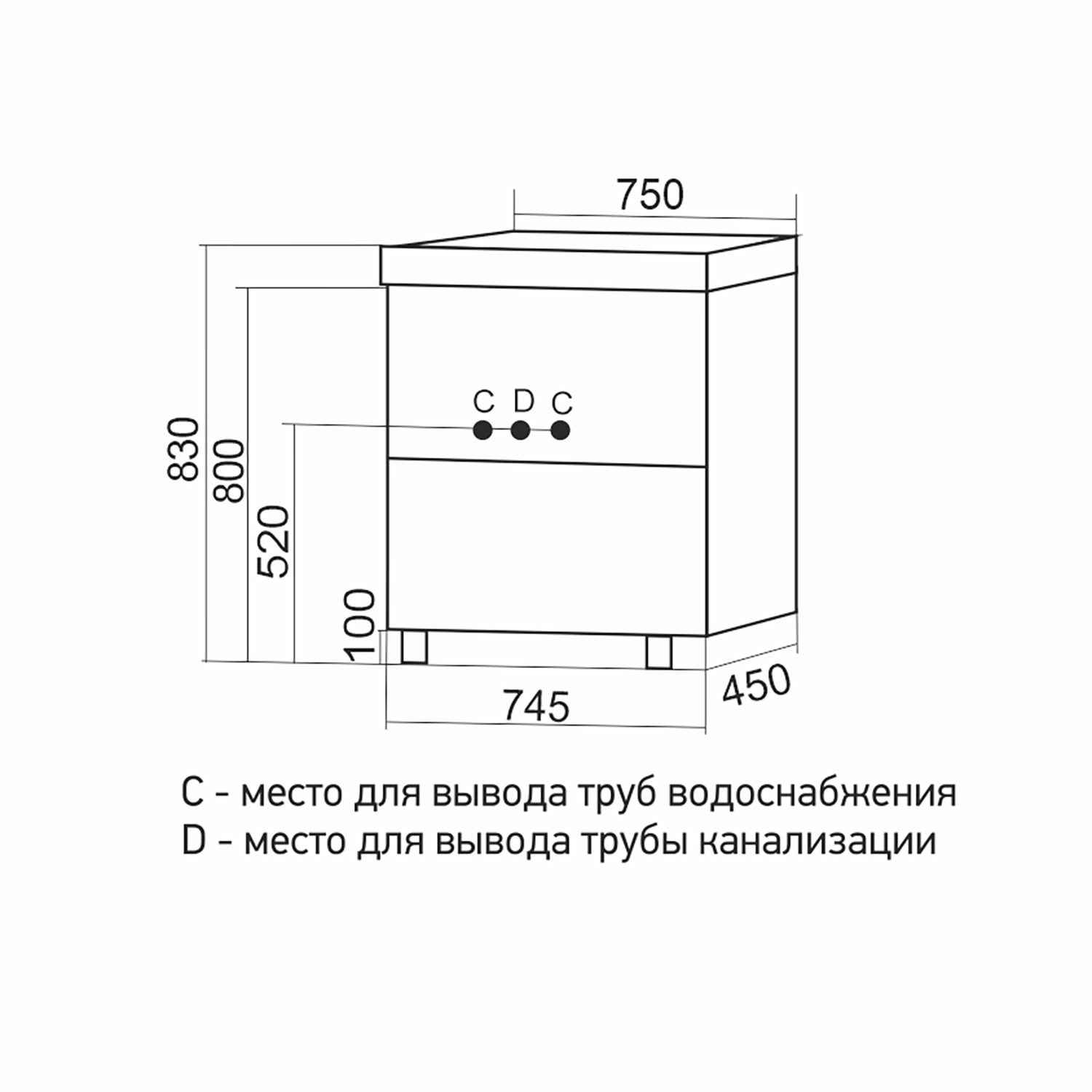 Тумба для ванны ВЕКТОР-75 под раковину Нелли-75 MIXLINE ПВХ от магазина gidro-z