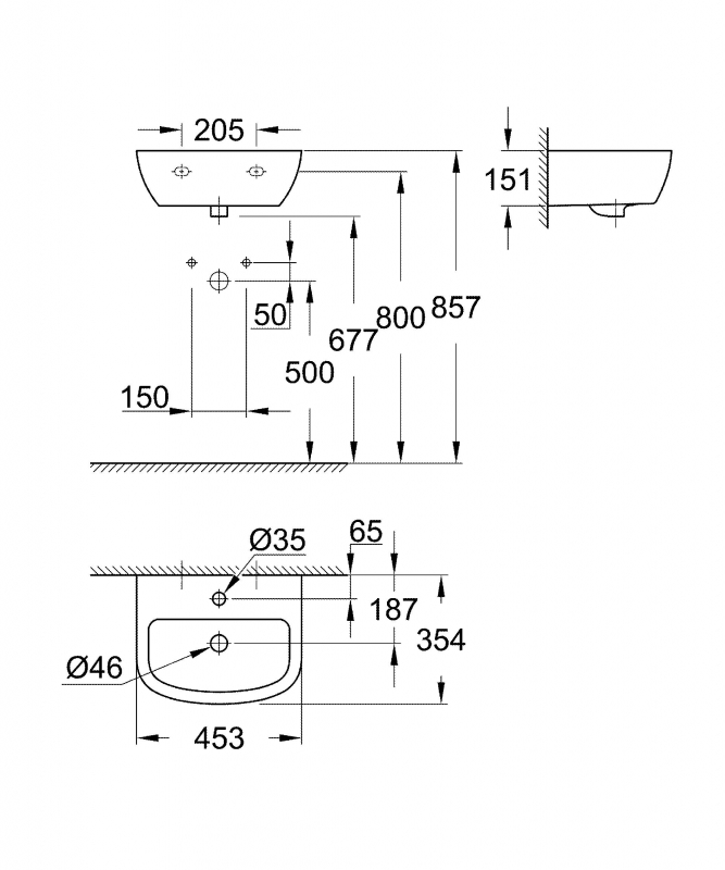 Раковина Grohe Bau Ceramic 45 39424000 Белая от магазина gidro-z