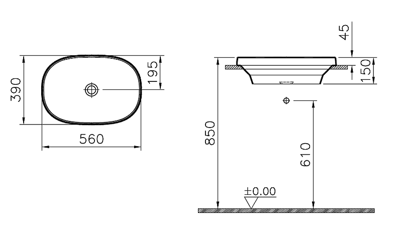 Раковина Vitra Frame 56 5652B403-0016 Белая от магазина gidro-z