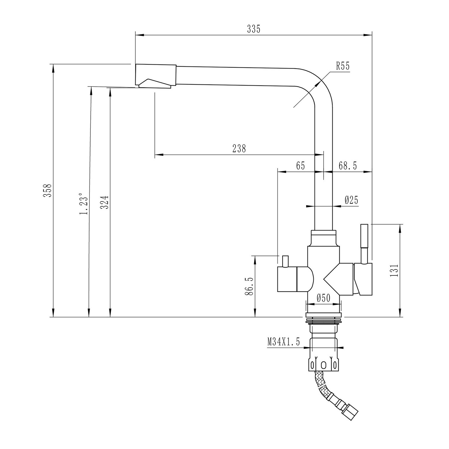 Смеситель для кухни 35k MIXLINE MLSS-0320G подкл.к фильтру, ЗОЛОТО от магазина gidro-z