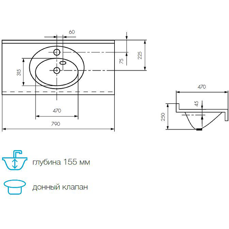 Раковина Акватон Отель 3/80 1A70063NOT010 Белая от магазина gidro-z