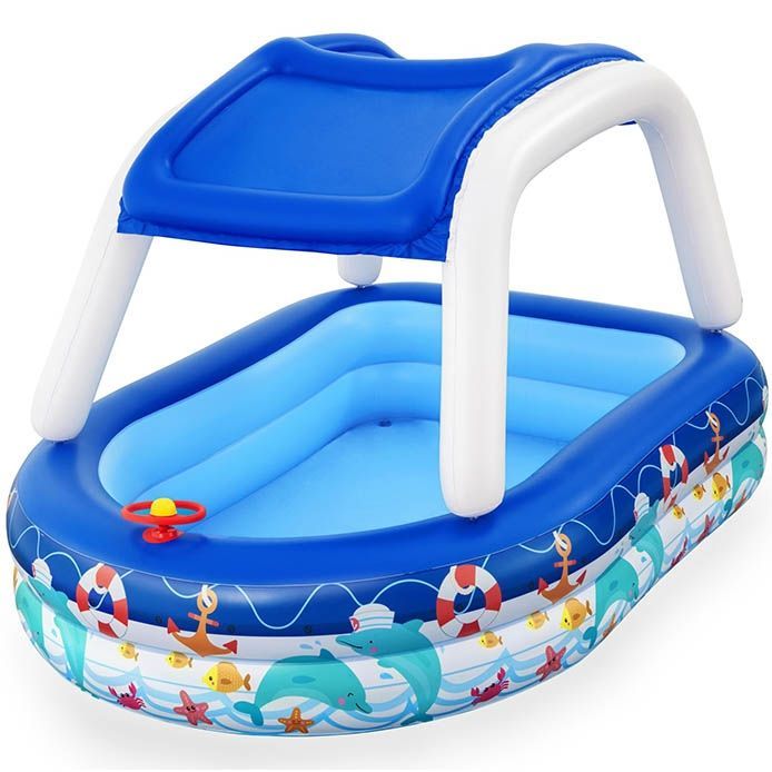 Детский надувной бассейн Bestway 54370 (213x155x132 см) с навесом от солнца от магазина gidro-z