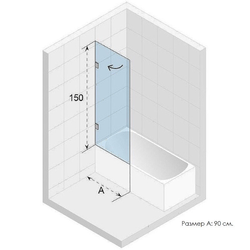 Шторка на ванну Riho VZ Scandic NXT X107 90 L G001131120 (GX01052C1) профиль Хром стекло прозрачное от магазина gidro-z