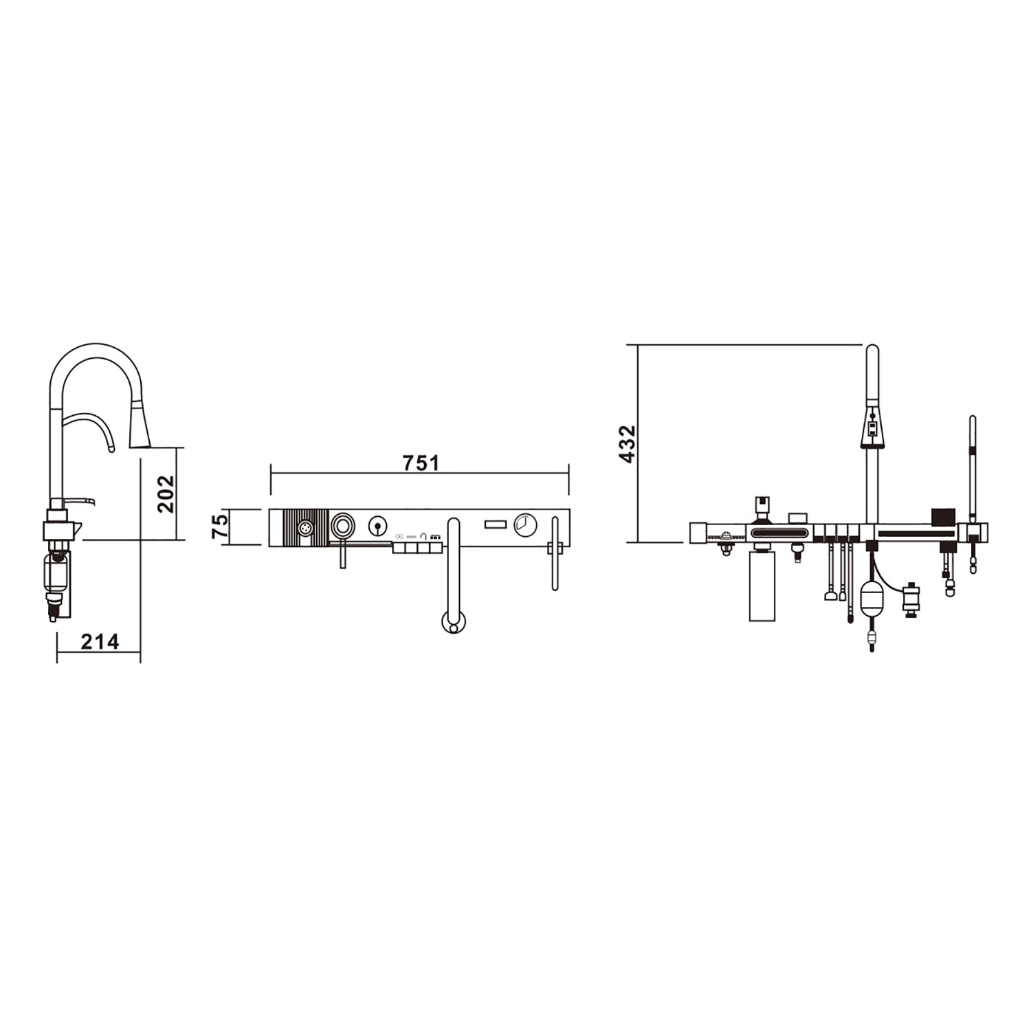 Мойка 75х46 3,0 вып 3 1/2  MIXLINE PRO 21,5см V2.0 ч граф сиф+доз+смес+кол+для р+о/ от магазина gidro-z