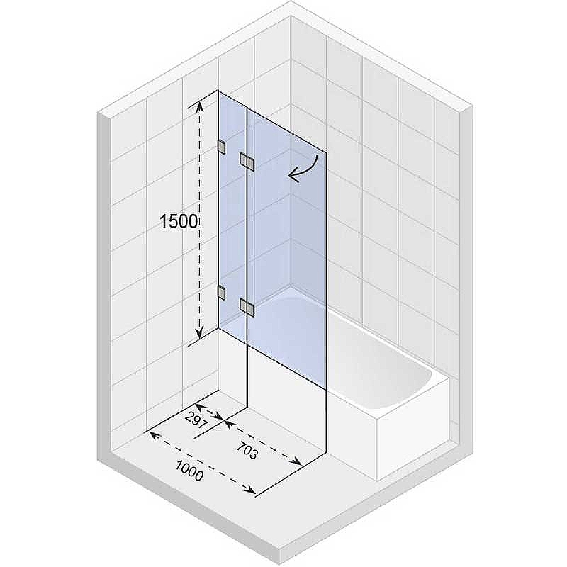Шторка на ванну Riho VZ Scandic NXT X109 100x150 P G001150120 (GX00212C2) профиль Хром стекло прозрачное от магазина gidro-z