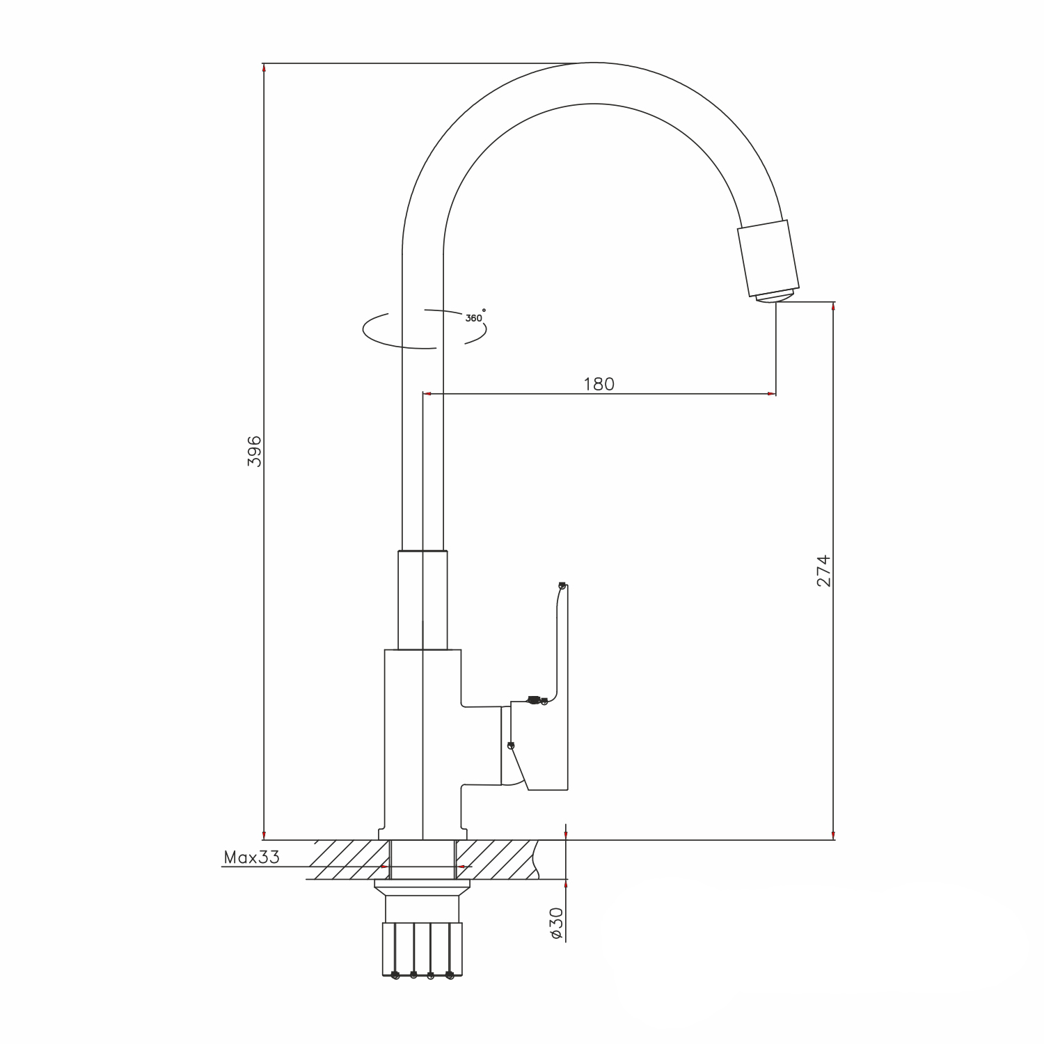 Смеситель для кухни 35к MIXLINE ML35-093 гибкий излив, б/отв, боковая, серый от магазина gidro-z