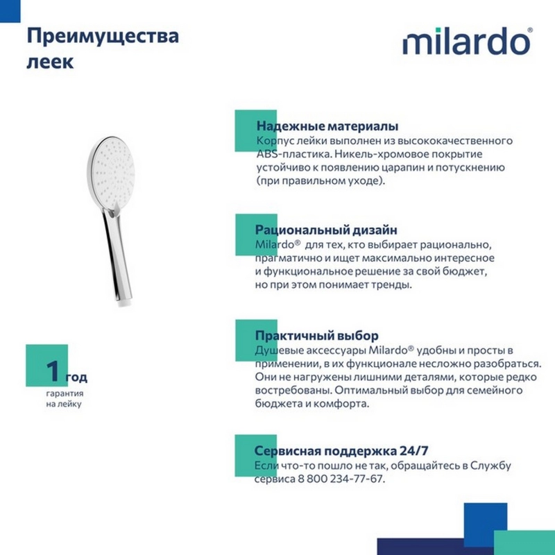 Лейка для душа Milardo ILS5FCRM18 Ideal Spa D111мм, 5 режимов, ХРОМ, коробка от магазина gidro-z