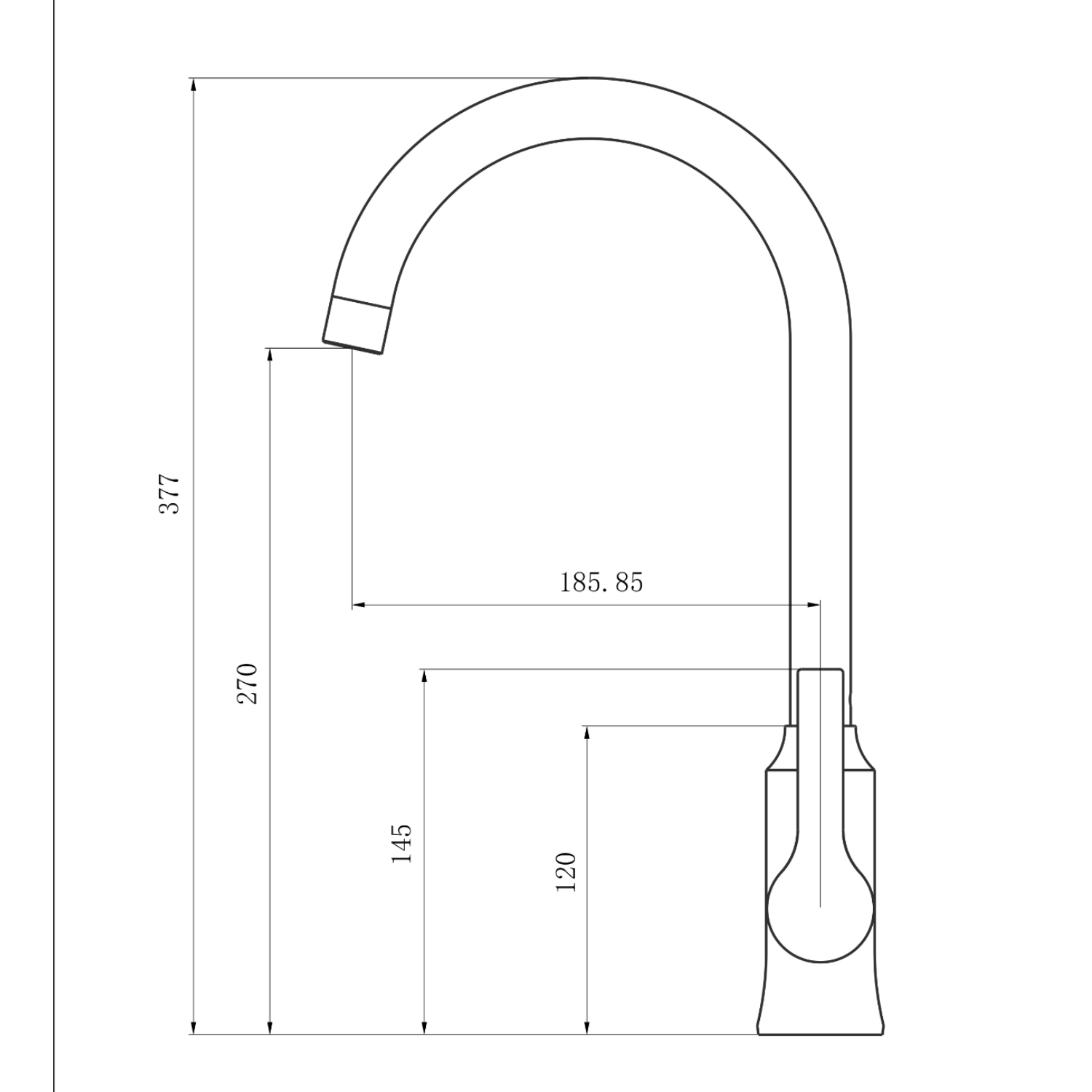 Смеситель для кухни 35k MIXLINE ML23-032 ЧЕРНЫЙ высокий излив боковая ручка от магазина gidro-z
