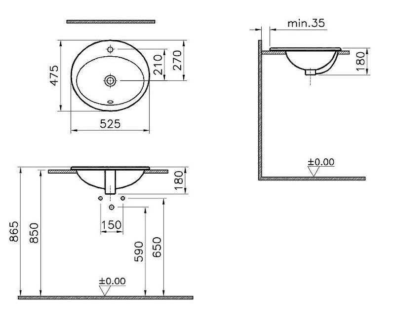 Раковина Vitra S20 53 5468B003-0001 Белая от магазина gidro-z