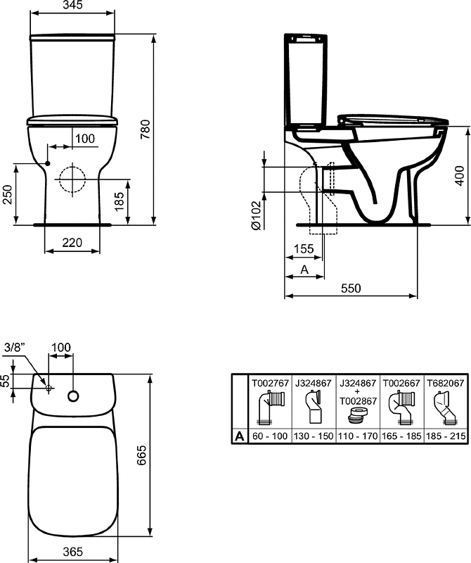 Унитаз компакт Ideal Standard Esedra T283401 без бачка и сиденья от магазина gidro-z