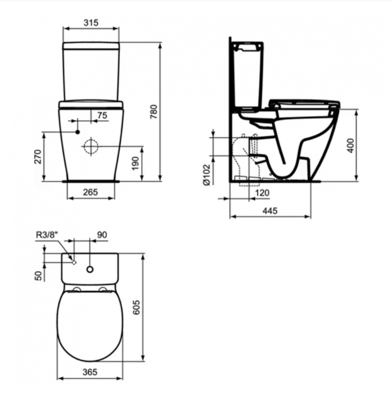 Унитаз компакт Ideal Standard Connect Space E119601 без бачка и сиденья от магазина gidro-z