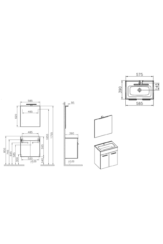 Комплект мебели для ванной Vitra Mia 59 75021 Белый глянец от магазина gidro-z