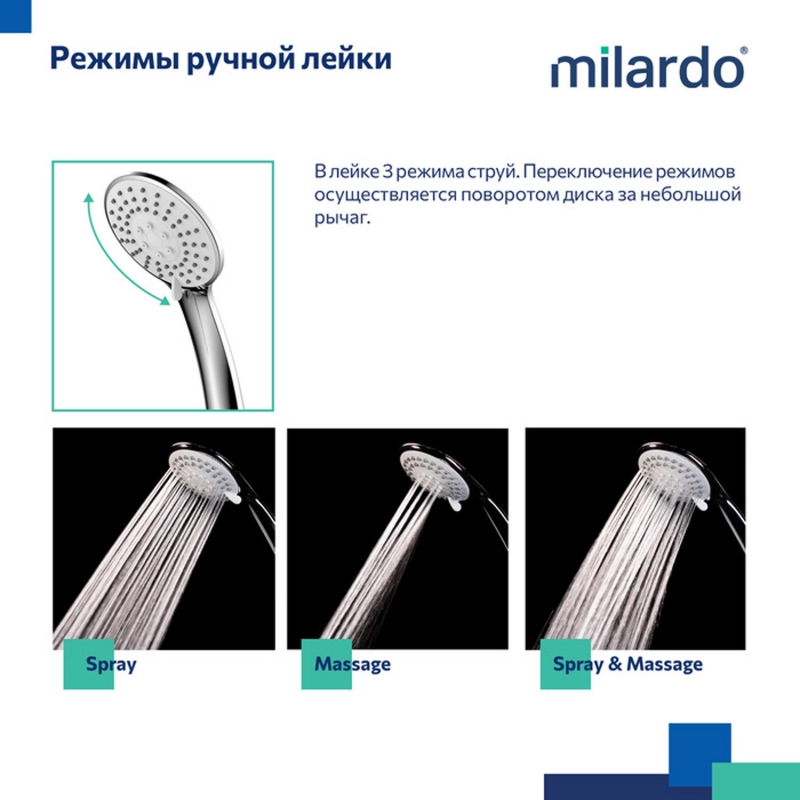 Смеситель для ванны 35к Milardo AZUSB00M02 Azure с душ. аксессуарами,  ХРОМ от магазина gidro-z