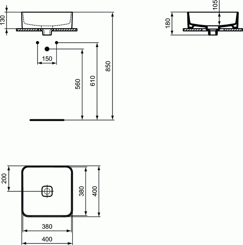 Раковина-чаша Ideal Standard Strada II Square Vessel 40 T296201 Euro White от магазина gidro-z