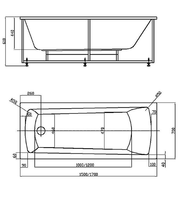 Акриловая ванна Aquatek Либра New 150x70 LIB150N-0000003 без гидромассажа с фронтальной панелью с каркасом (вклеенный) со слив-переливом (слева) от магазина gidro-z