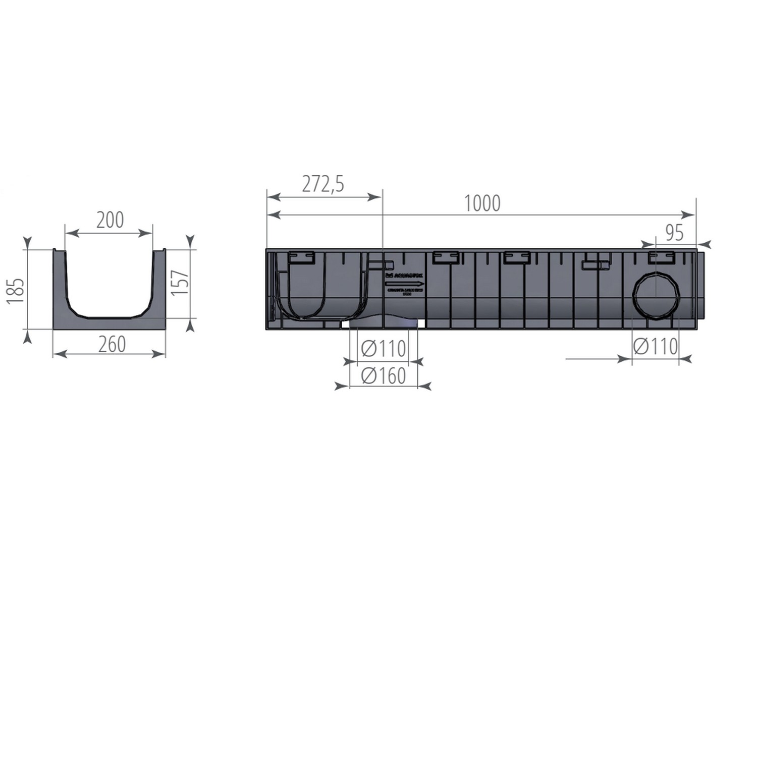 Лоток ЛВП Norma DN200 H185 C250 1000*260*185 (12018) от магазина gidro-z