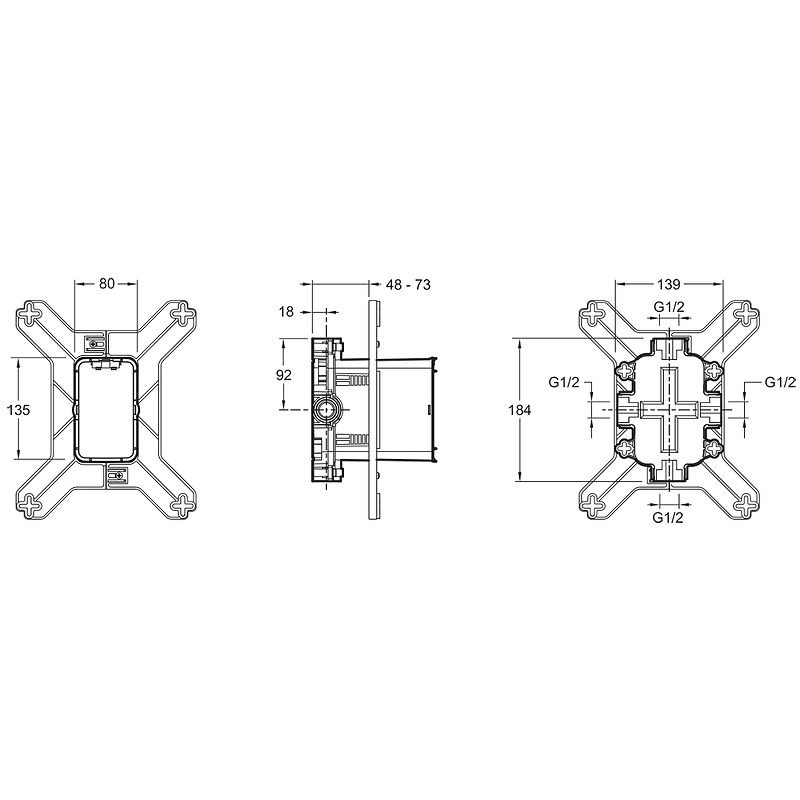 Скрытая часть для смесителя Jacob Delafon Modulo 98699D-NF G 1/2 от магазина gidro-z