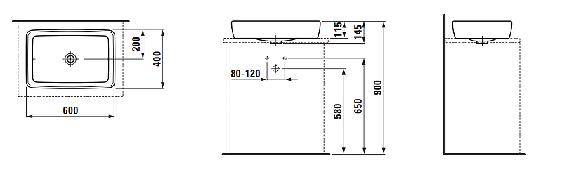 Раковина-чаша Laufen Pro S 60 8.1695.2.000.112.1 Белая от магазина gidro-z