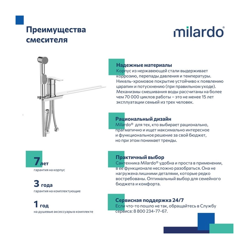 Смеситель с гигиеническим душем 35к Milardo 001SB00M08 Tidy установка на унитаз, ХРОМ от магазина gidro-z