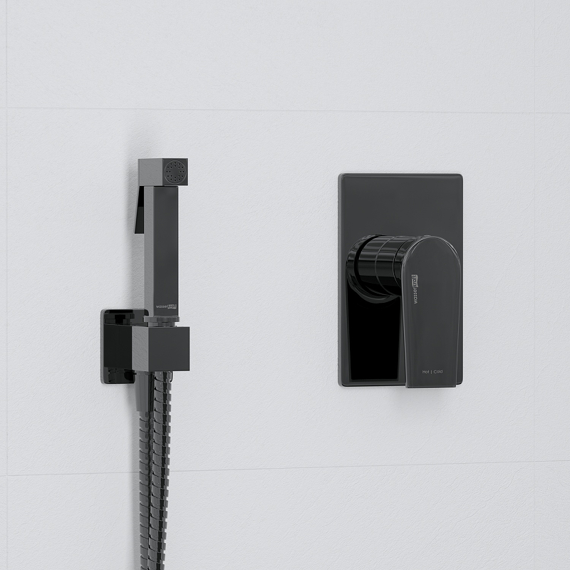 Гигиенический душ со смесителем WasserKRAFT А66096 Черный глянец от магазина gidro-z