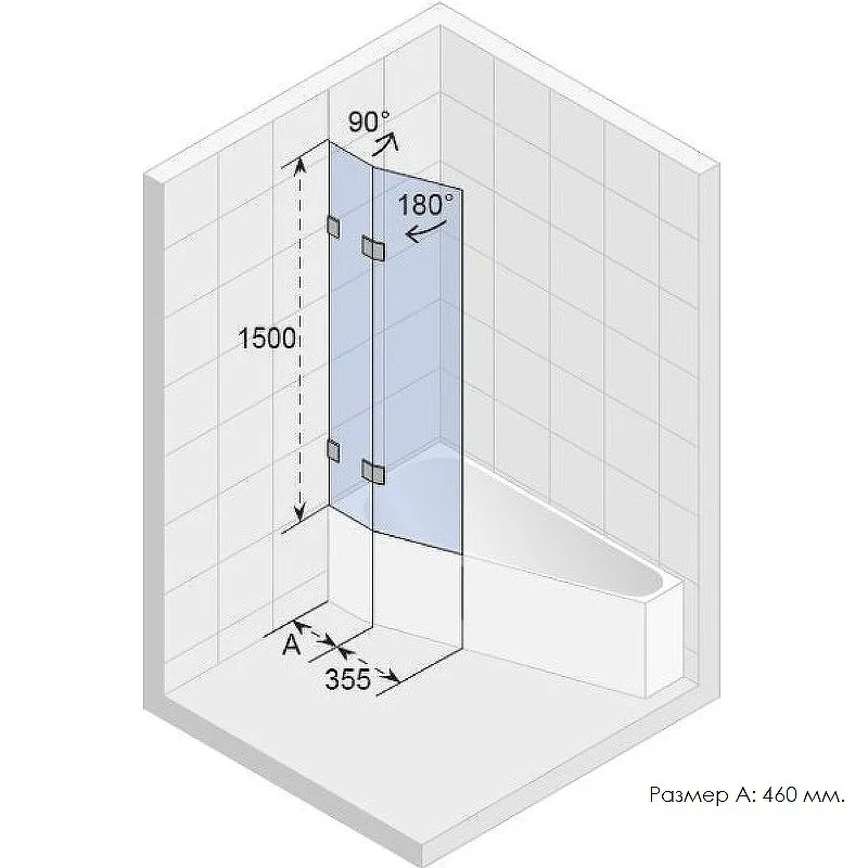 Шторка на ванну Riho VZ Scandic NXT X500 Delta 81 P G001170120 (GX00632C2) профиль Хром стекло прозрачное от магазина gidro-z
