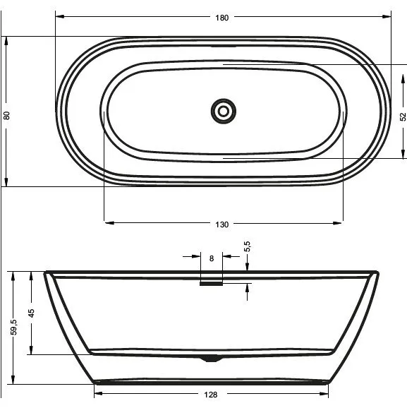 Акриловая ванна RIHO INSPIRE FS 180x80, BD0200500000000, 800х450х595, белый от магазина gidro-z