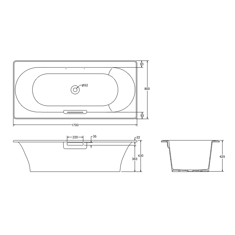 Чугунная ванна Jacob Delafon Volute 170x80 E6D901-0 с антискользящим покрытием от магазина gidro-z