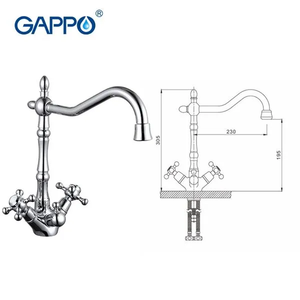 Смеситель для кухни со встроенным фильтром краном под питьевую воду Gappo G4398-2 от магазина gidro-z