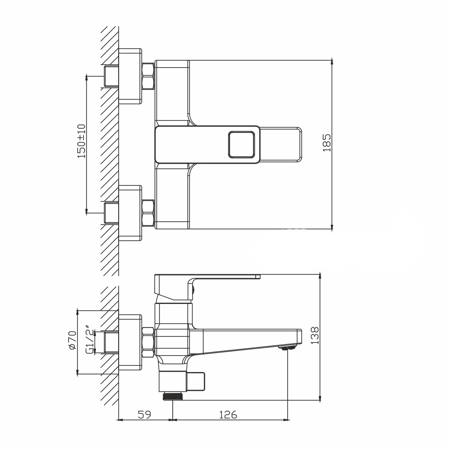 Смеситель для ванны 35k MIXLINE ML34-01 Solo Black ЧЕРНЫЙ от магазина gidro-z