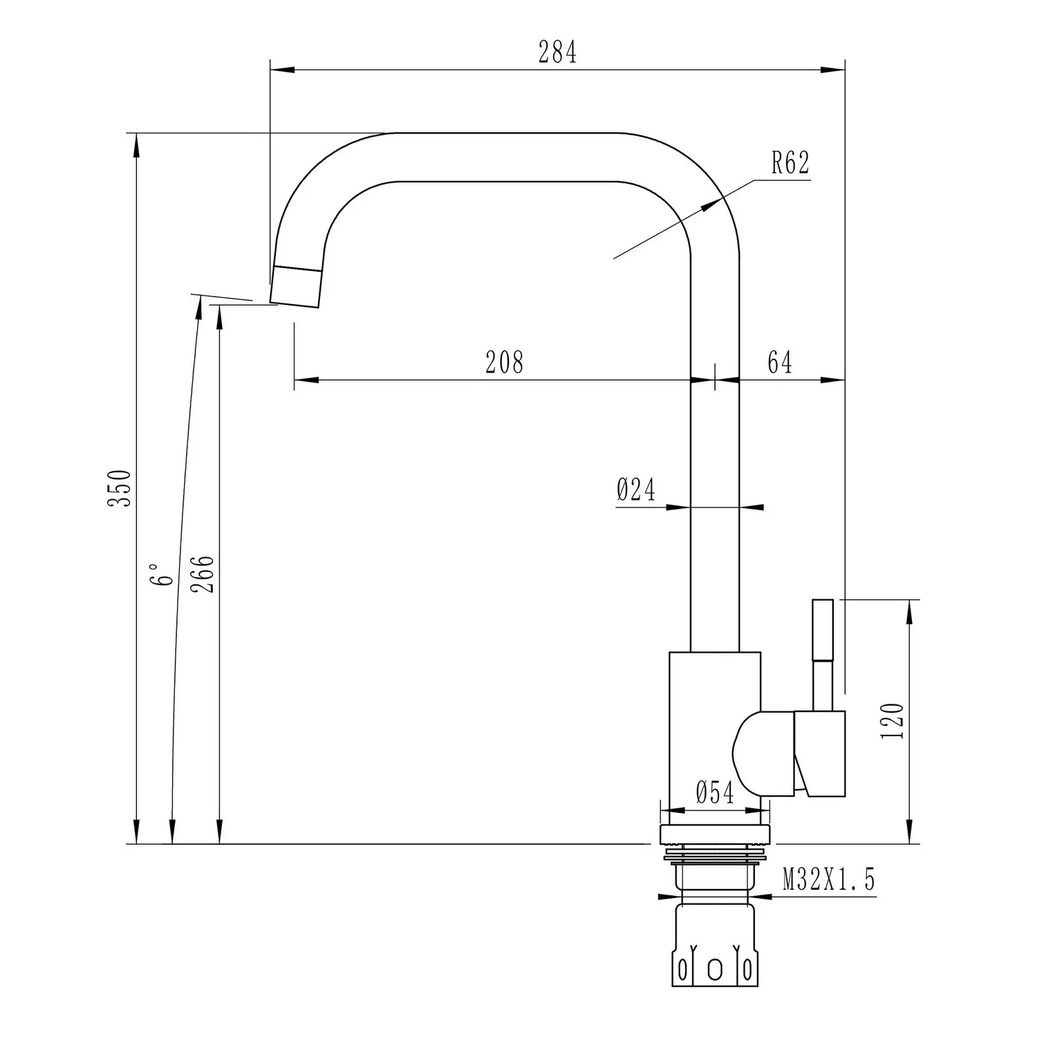 Смеситель для кухни 35k MIXLINE MLSS-0301BL трубчатый излив, ЧЕРНЫЙ ГРАФИТ от магазина gidro-z